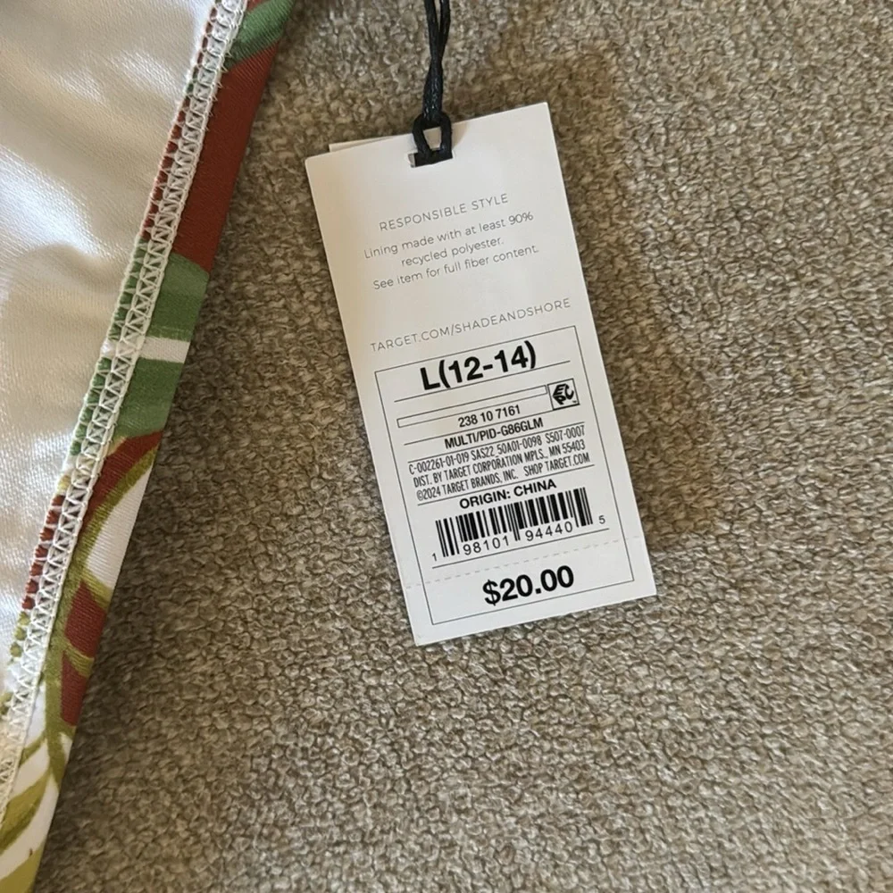 Shade & Shore Tropical Leaf Bikini Bottom L Low Rise Medium Coverage - Picture 3 of 4